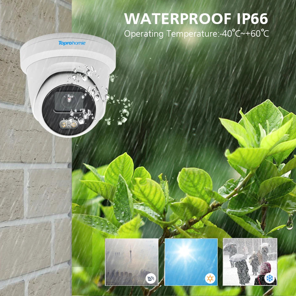 TOPROHOMIE 8CH 4K Security Camera System H.265 AI Indoor Outdoor Waterproof IP Camera Colorful Night Vision 8MP Audio Record Set