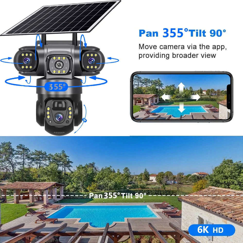 V380 Pro 4G Security Camera Outdoor Solar Camera PIR Human Detection Solar CCTV Waterproof Night Vision HD Surveillance PTZ