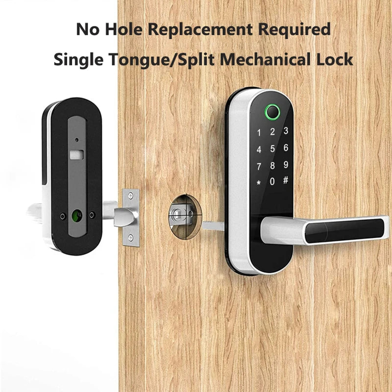 Tuya Smart Fingerprint Door Lock TTLock App Remote Control Keyless Digital Password Electric Lock Waterproof with 2 IC Cards