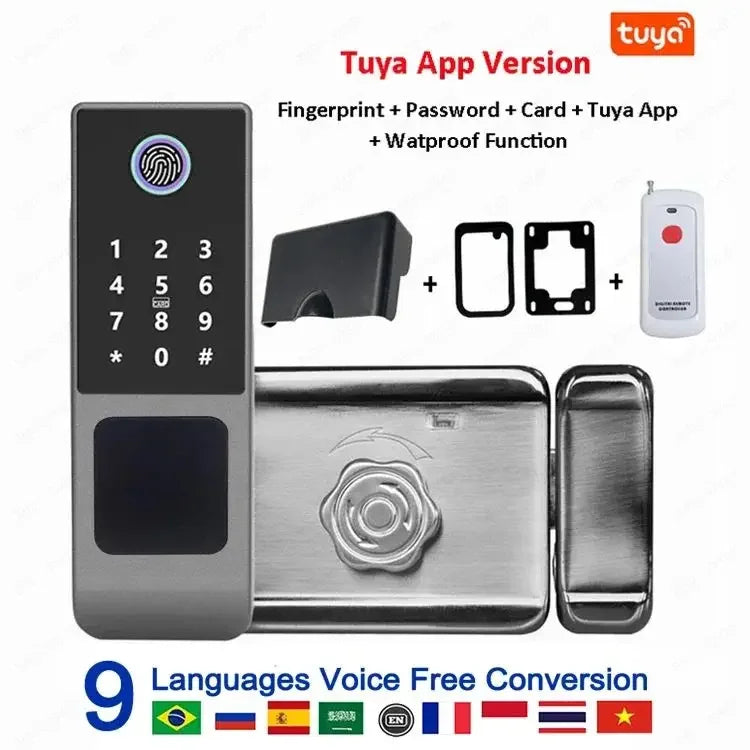 Waterproof Smart Fingerprint Lock G23 Tuya APP Outdoor Access Control Electric Lock Support Password/Remote/IC Card Unlock