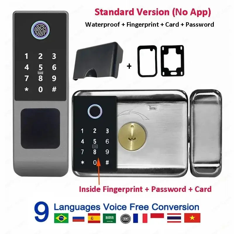 Waterproof Smart Fingerprint Lock G23 Tuya APP Outdoor Access Control Electric Lock Support Password/Remote/IC Card Unlock