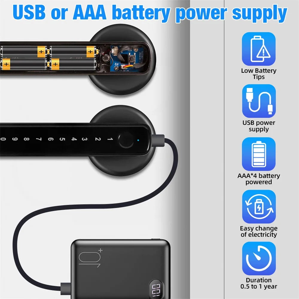 KERUI Tuya Smart Fingerprint Door Lock Electronic Door Lock with Fingerprint/Password/Key/Bluetooth/Tuya APP Unlock