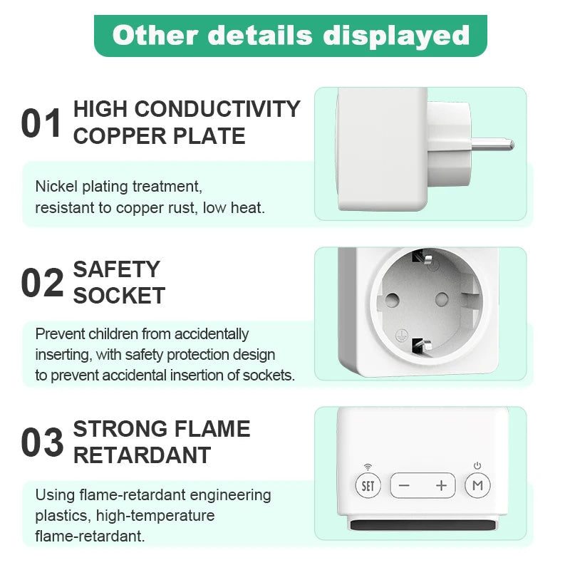 Tuya Smart Home Smart Plugs Thermostst Wifi Socket Thermostst Temperature Controller Thermostat Timer Wifi 16A Outlet Plug Smart