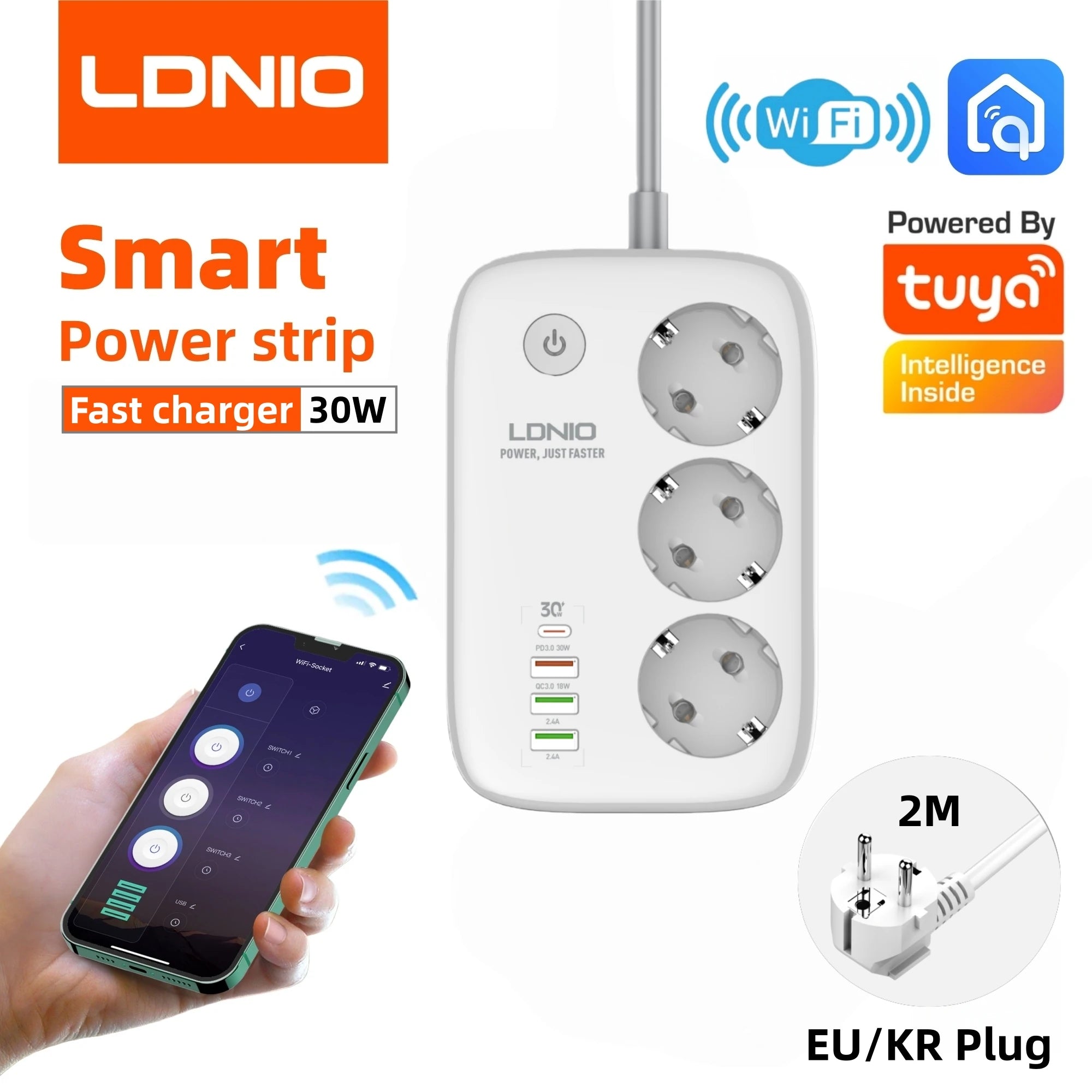 LDNIO Smart Plug Power Strip Tuya Wifi Remote Control Timer Socket Line Filter Smart Home Switch EU KR UK US Outlet USB Adaptor
