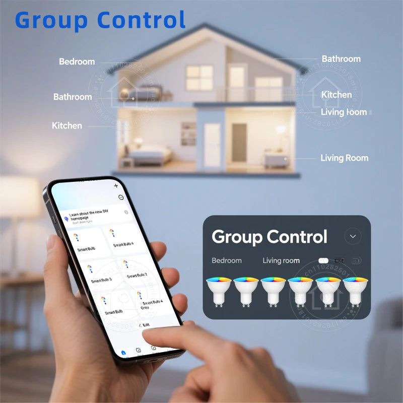 Smart Life RGB LED Light Bulb GU10 Graffiti Tuya Smart Bluetooth or WIFI Bedroom Lamp Bulbs Adjustable Light Spotlight AC 220V