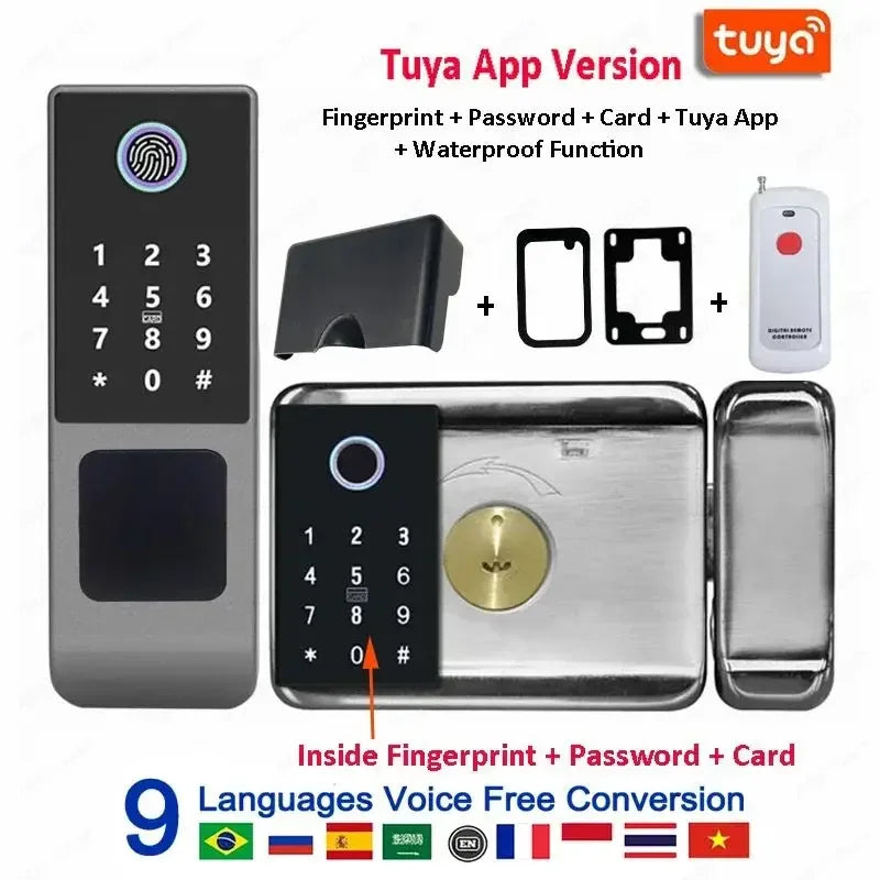 Waterproof Smart Fingerprint Lock G23 Tuya APP Outdoor Access Control Electric Lock Support Password/Remote/IC Card Unlock