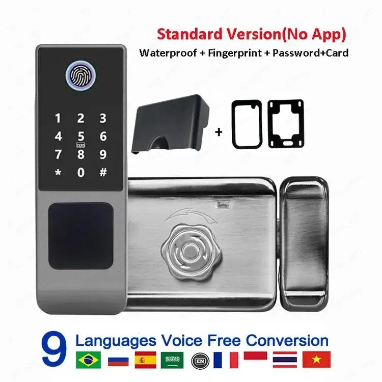 Waterproof Smart Fingerprint Lock G23 Tuya APP Outdoor Access Control Electric Lock Support Password/Remote/IC Card Unlock