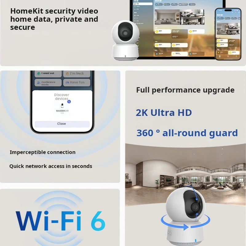 Aqara 2K 3MP Indoor Security Camera Bluetooth 5.2 Smart Camera E1 Surveillance Camera for Baby/Pet Monitor with 360 Degree guard