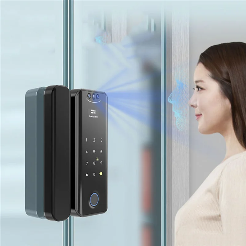 ABAC-Tuya Smart Locks 3D With WIFI Camera For Glass Door-Fingerprint Face Recognition Card Password Biometric Key App Unlock