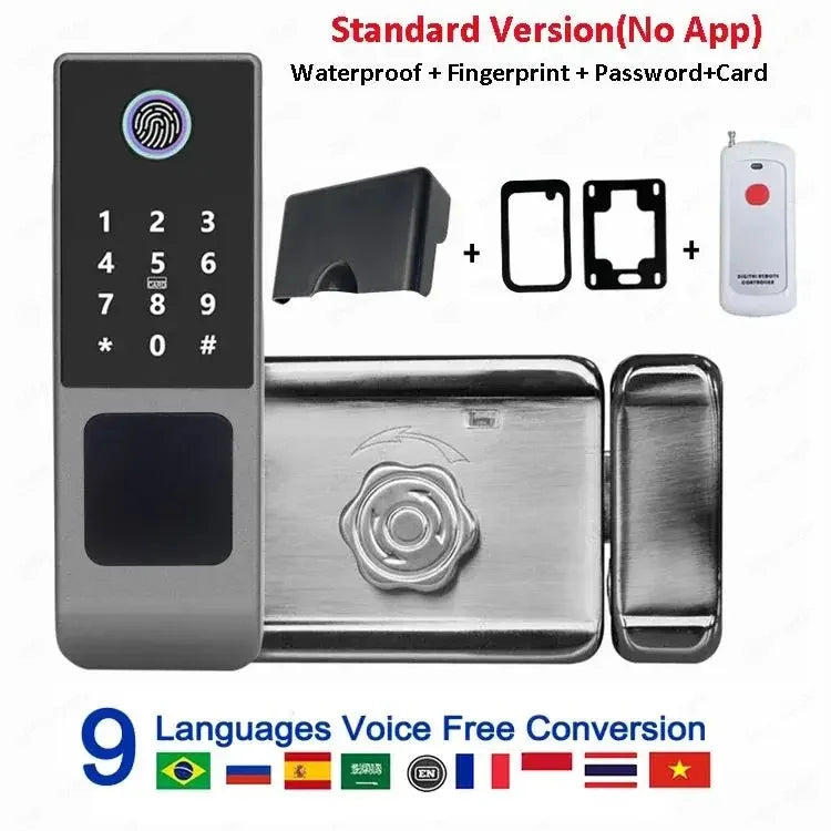 Waterproof Smart Fingerprint Lock G23 Tuya APP Outdoor Access Control Electric Lock Support Password/Remote/IC Card Unlock