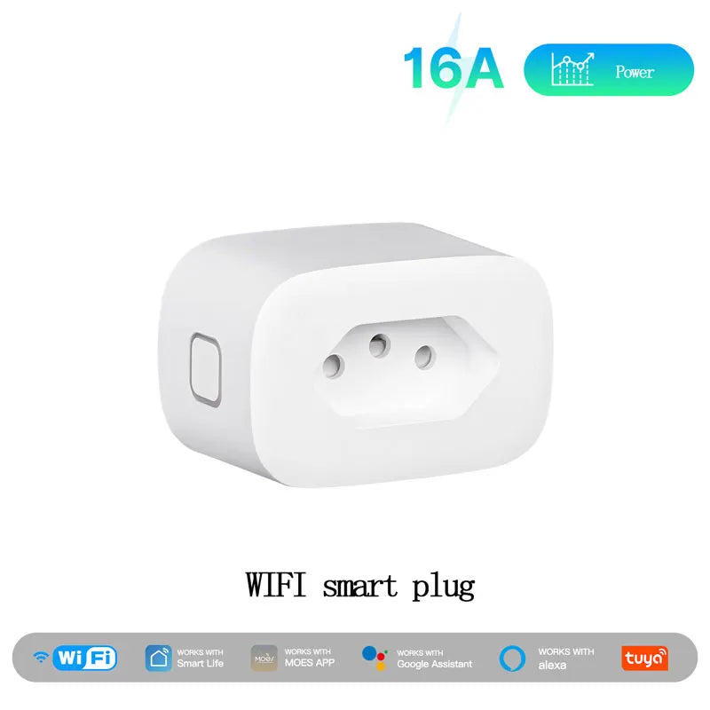 WiFi smart plug app remote control Tuya smart home zigbee Brazil socket 16A with multiple timing function socket power supply
