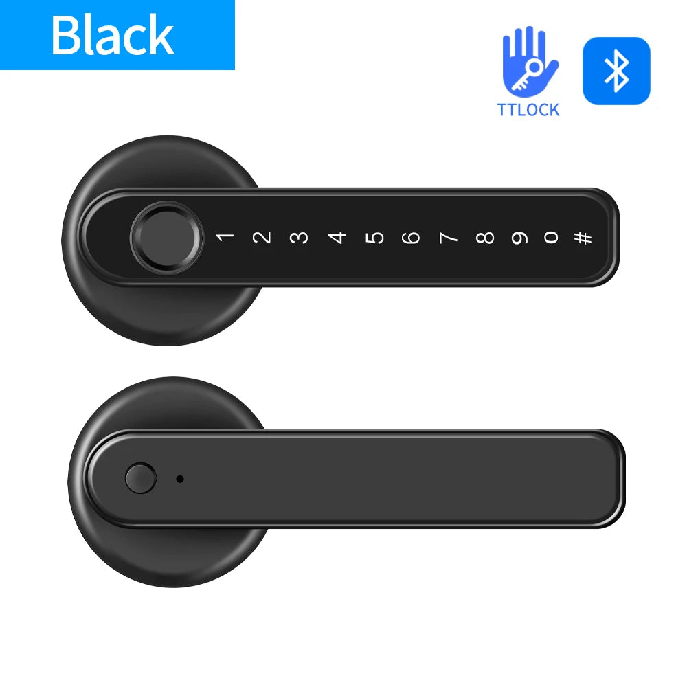 Q50 Tuya Bluetooth Smart Fingerprint Door Handle Lock Electronic Password/RFID Card/Keys/APP Remote Unlock Hotel Lock Rainproof