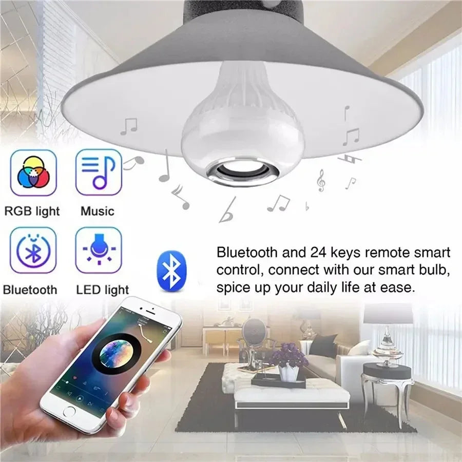 RGB Smart Bluetooth Speaker Music Bulb Colorful Stage Light Bulb With Remote Control E27 12W Led Dimmable Bulb For Home Party