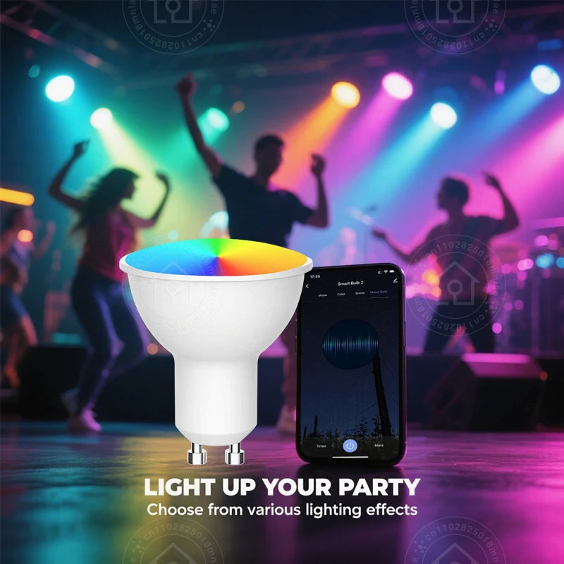 Smart Life RGB LED Light Bulb GU10 Graffiti Tuya Smart Bluetooth or WIFI Bedroom Lamp Bulbs Adjustable Light Spotlight AC 220V
