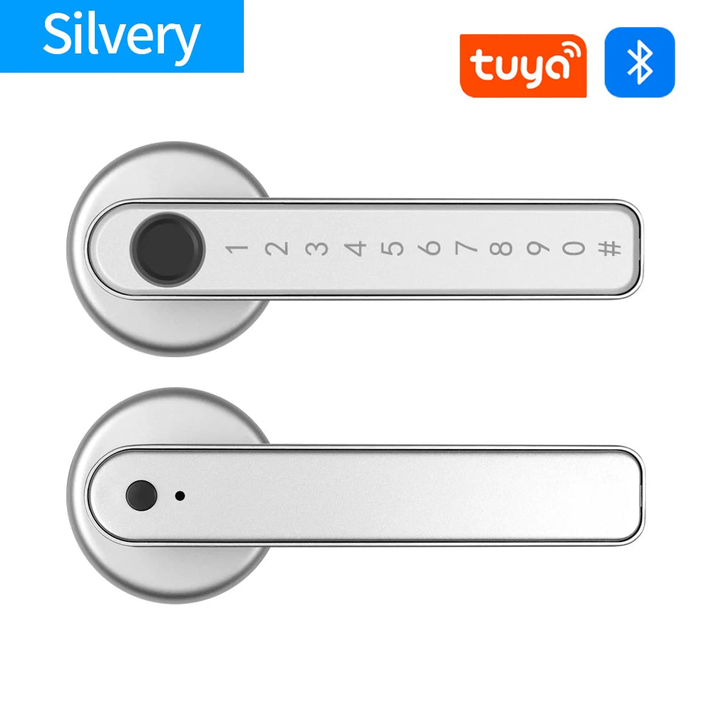 Q50 Tuya Bluetooth Smart Fingerprint Door Handle Lock Electronic Password/RFID Card/Keys/APP Remote Unlock Hotel Lock Rainproof