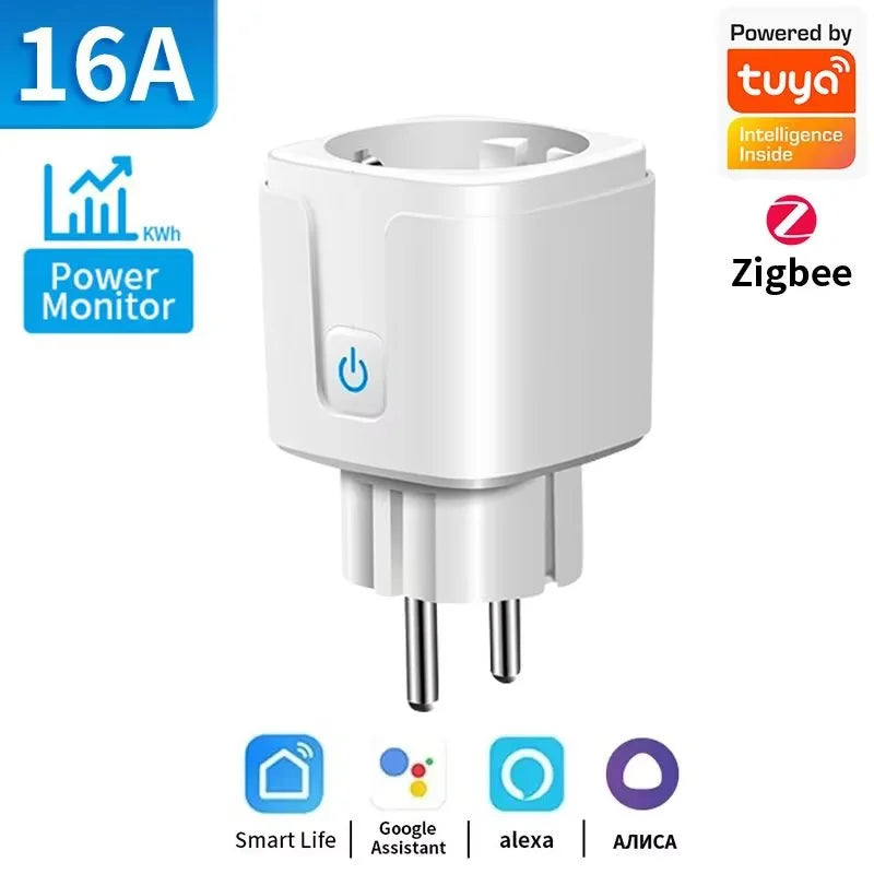 TNCE Tuya Smart Plug WiFi/Zigbee3.0 Smart Socket EU 16A/20A Power Monitor Timing Voice Control Function Works With Alexa