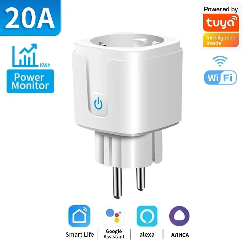 TNCE Tuya Smart Plug WiFi/Zigbee3.0 Smart Socket EU 16A/20A Power Monitor Timing Voice Control Function Works With Alexa