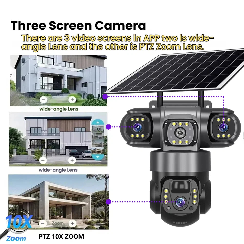 V380 Pro 4G Security Camera Outdoor Solar Camera PIR Human Detection Solar CCTV Waterproof Night Vision HD Surveillance PTZ