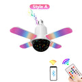 Smart LED Bulb 4-Leaves Lamp Music Bluetooth Audio Folding Remote Control Christmas Projection Starry Light for Party Wedding