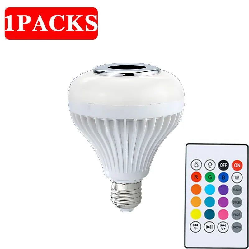 RGB Smart Bluetooth Speaker Music Bulb Colorful Stage Light Bulb With Remote Control E27  Led Dimmable Bulb For Home Party