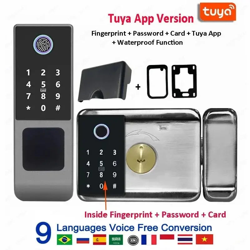 Waterproof Smart Fingerprint Lock G23 Tuya APP Outdoor Access Control Electric Lock Support Password/Remote/IC Card Unlock
